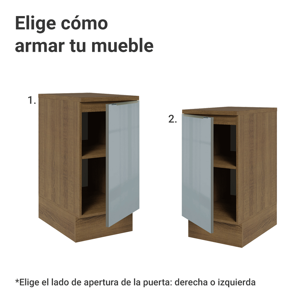 Bajo Mesada de Cocina 40 cm 1 Puerta Marrón/Gris Lux Madesa