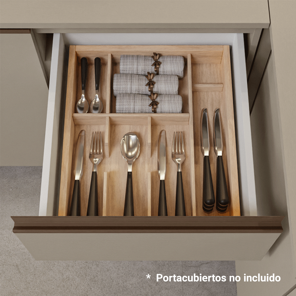 Bajo Mesada 40 cm 3 Cajones Con Patas Nice Crema