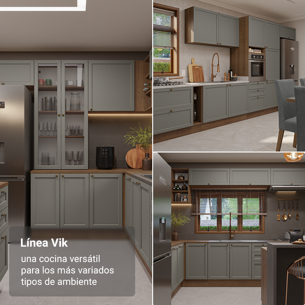 Bajo Mesada de Cocina 60 cm 1 Puerta Marrón/Gris Vik Madesa