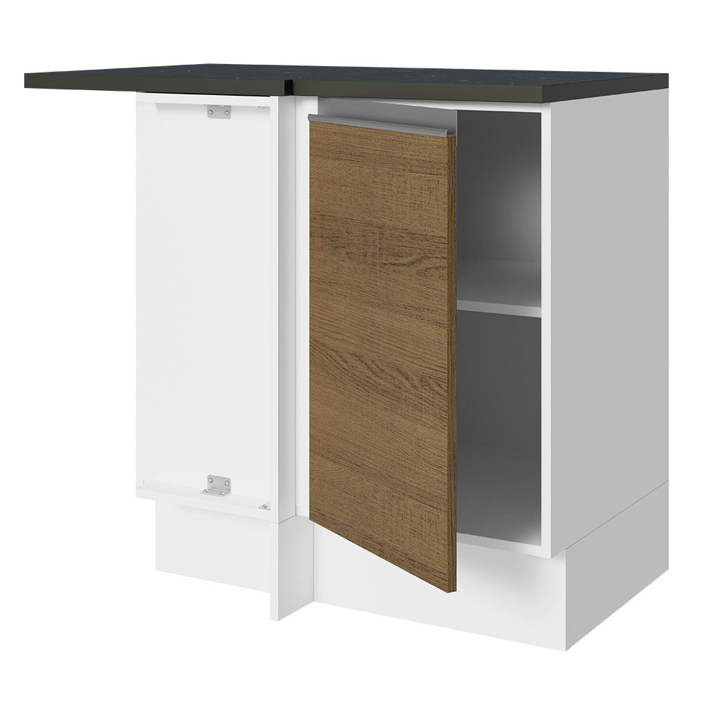 Bajo Mesada Cocina Esquinera 100% MDF 1 Puerta Blanco/Marrón Acordes Madesa