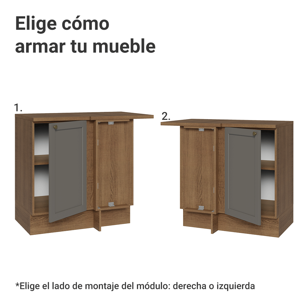 Bajo Mesada esquinero 1 Puerta Marrón/Gris Vik Madesa