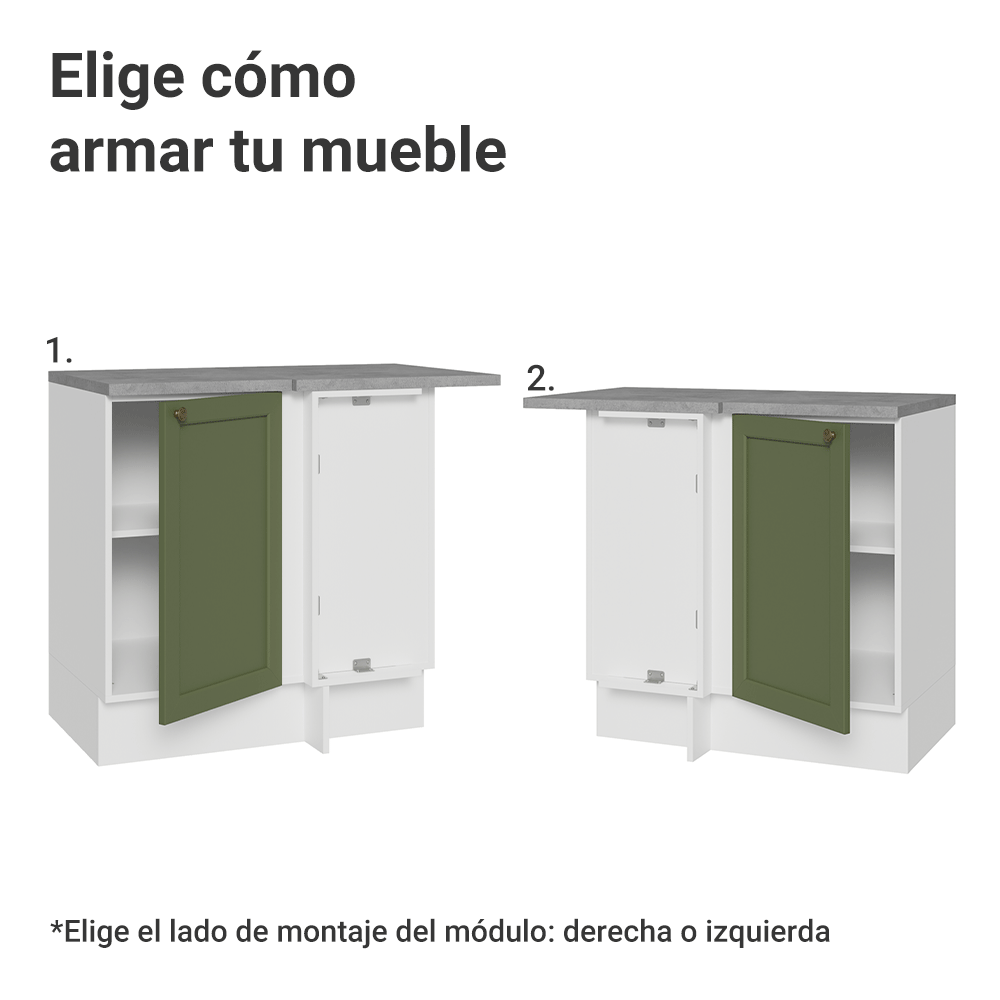 Bajo Mesada esquinero 1 Puerta Blanco/Verde Vik Madesa