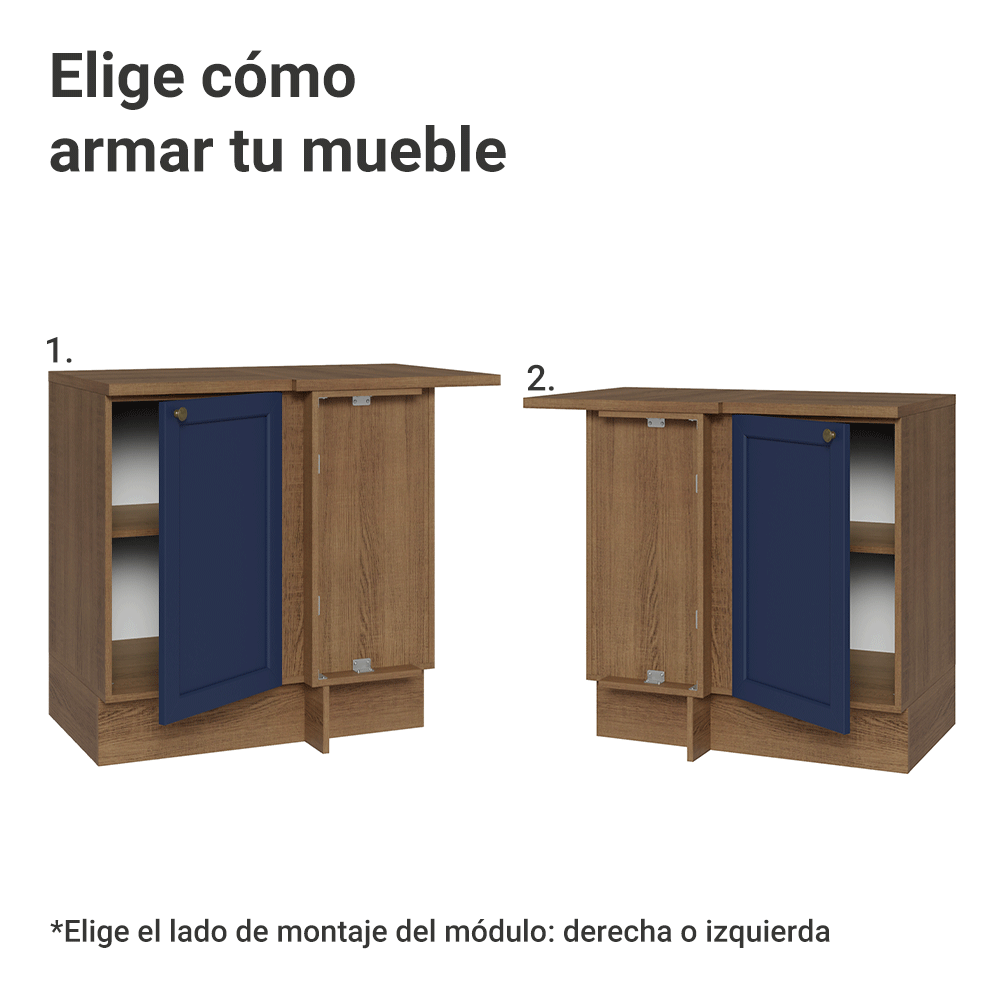 Bajo Mesada esquinero 1 Puerta Marrón/Azul Vik Madesa