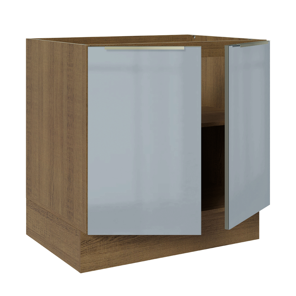 Bajo Mesada de Cocina 80 cm 2 Puetas (Sin Mesada) Marrón/Gris Lux Madesa