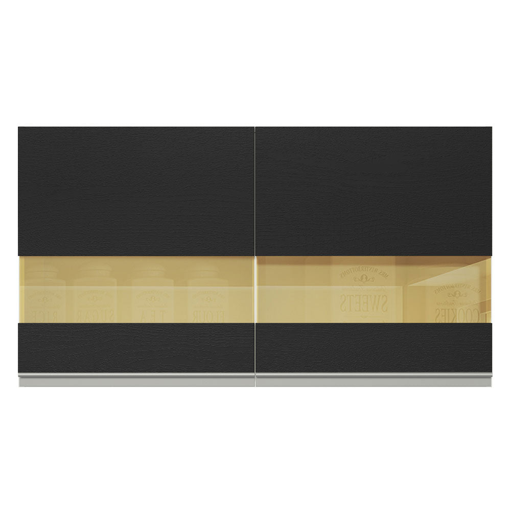 Alacena Cocina 100% MDF 120 cm 2 Puertas Vidrio Reflex Blanco/Negro Acordes Madesa