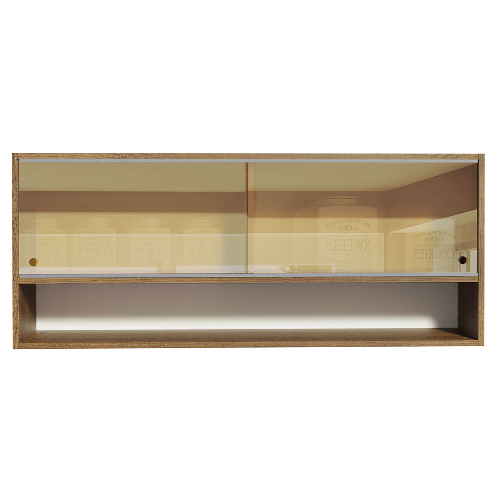 Alacena para Cocina 120 cm 2 Puertas Corredizas de Vidrio Reflejante 1 Nicho Marrón Madesa