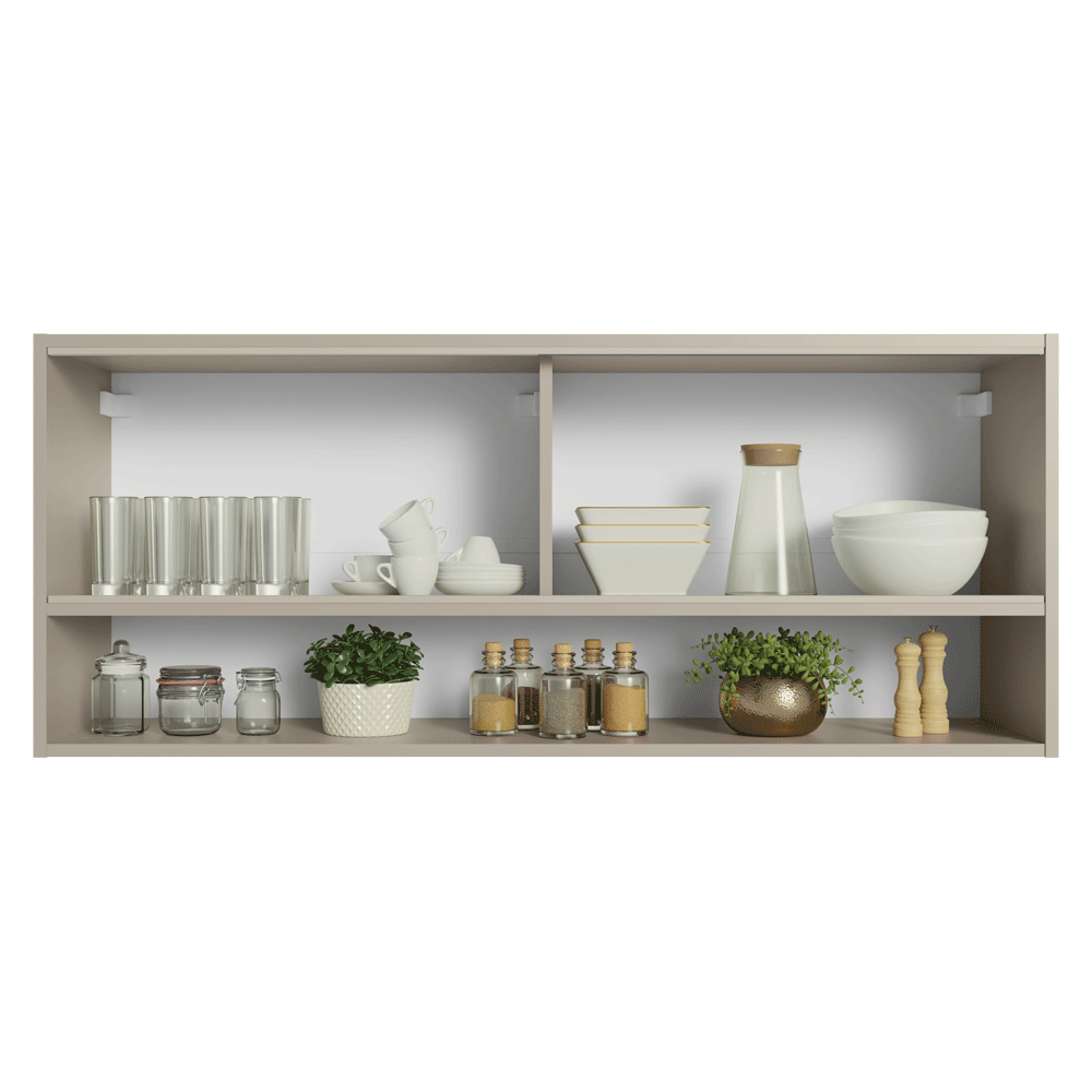 Alacena 120 cm 2 Puertas Correderas de Vidrio Esmerilado 1 Nicho Nice Crema