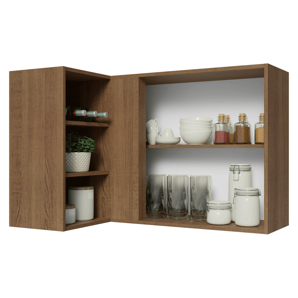 Alacena esquinero Para Linha 60 cm de Profundidade Marrón/Blanco Vik Madesa