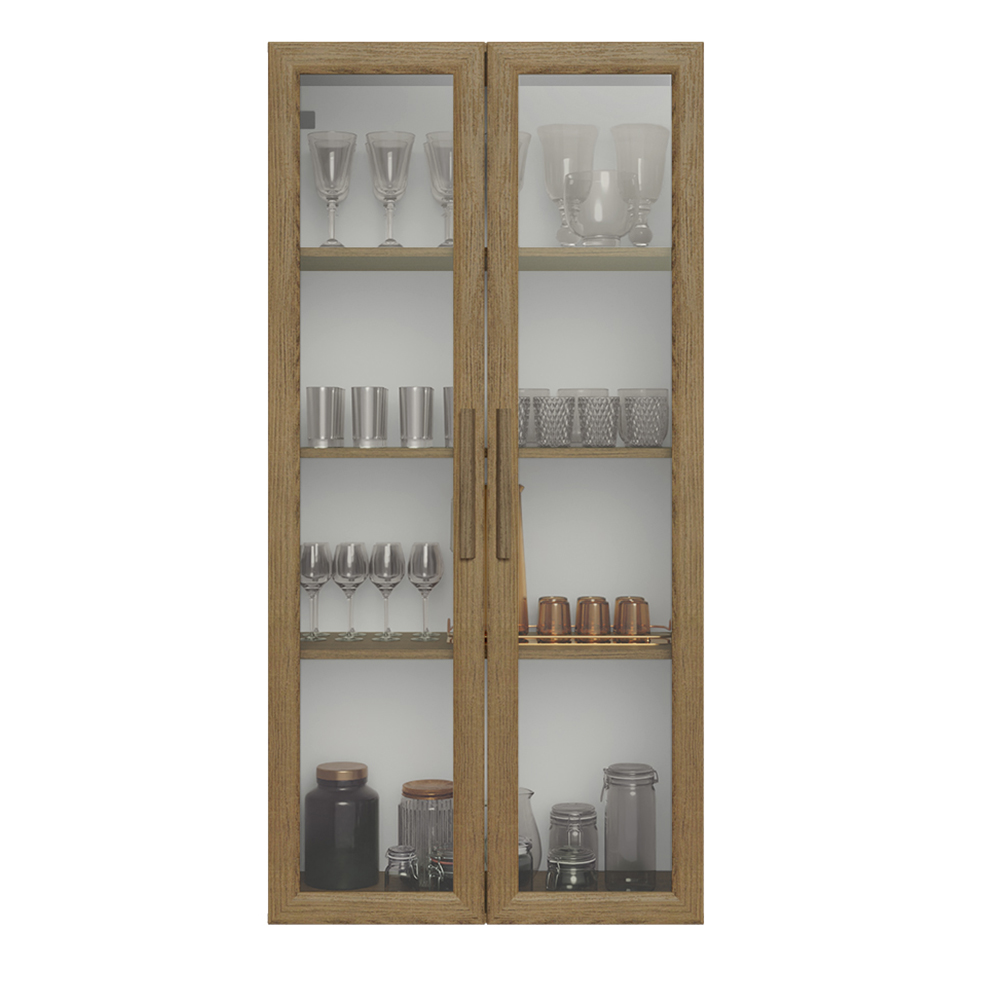 Mueble de Cocina Cristalero 70 cm 2 Puertas de Vidrio Marrón