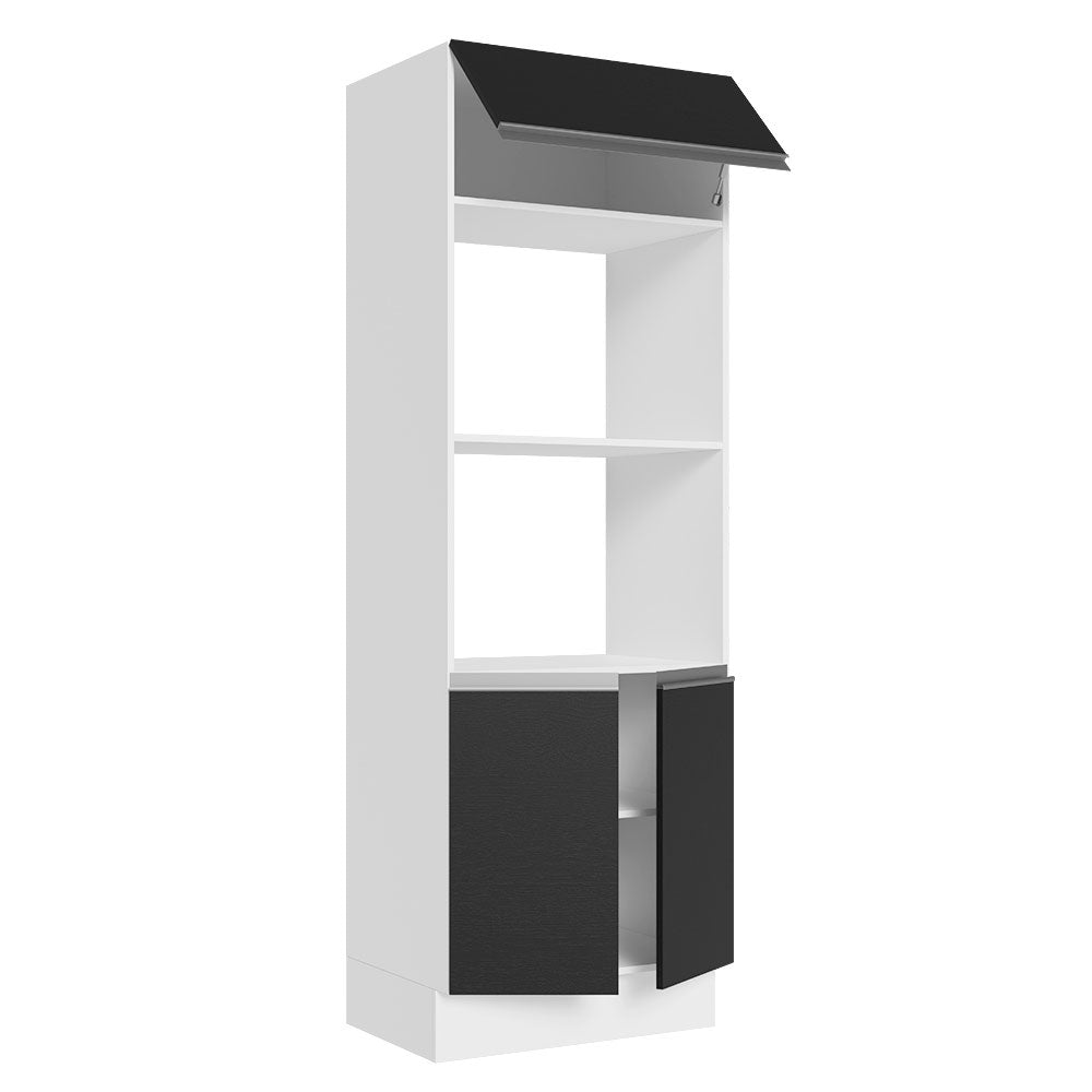 Mueble de Cocina para Horno 100% MDF 70 cm para 2 Hornos Blanco/Negro Acordes Madesa