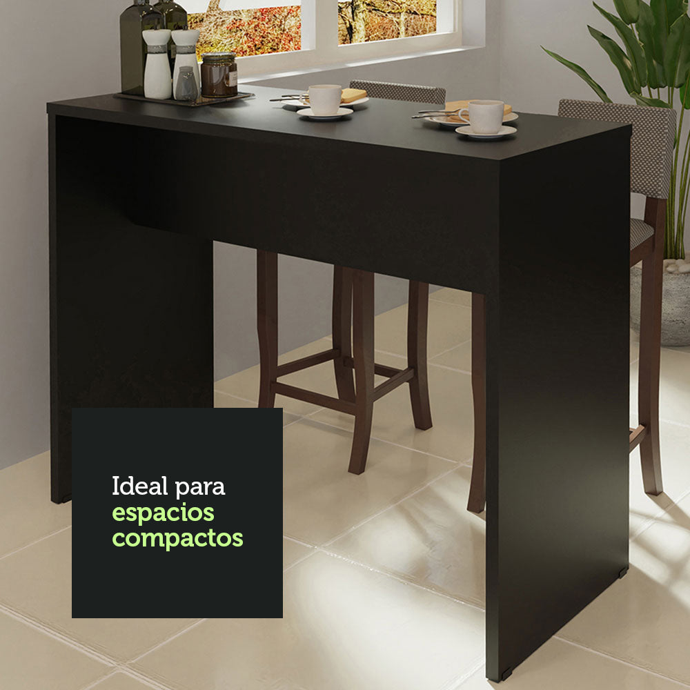 Isla de Cocina con Barra Desayunador 115cm Negro Madesa