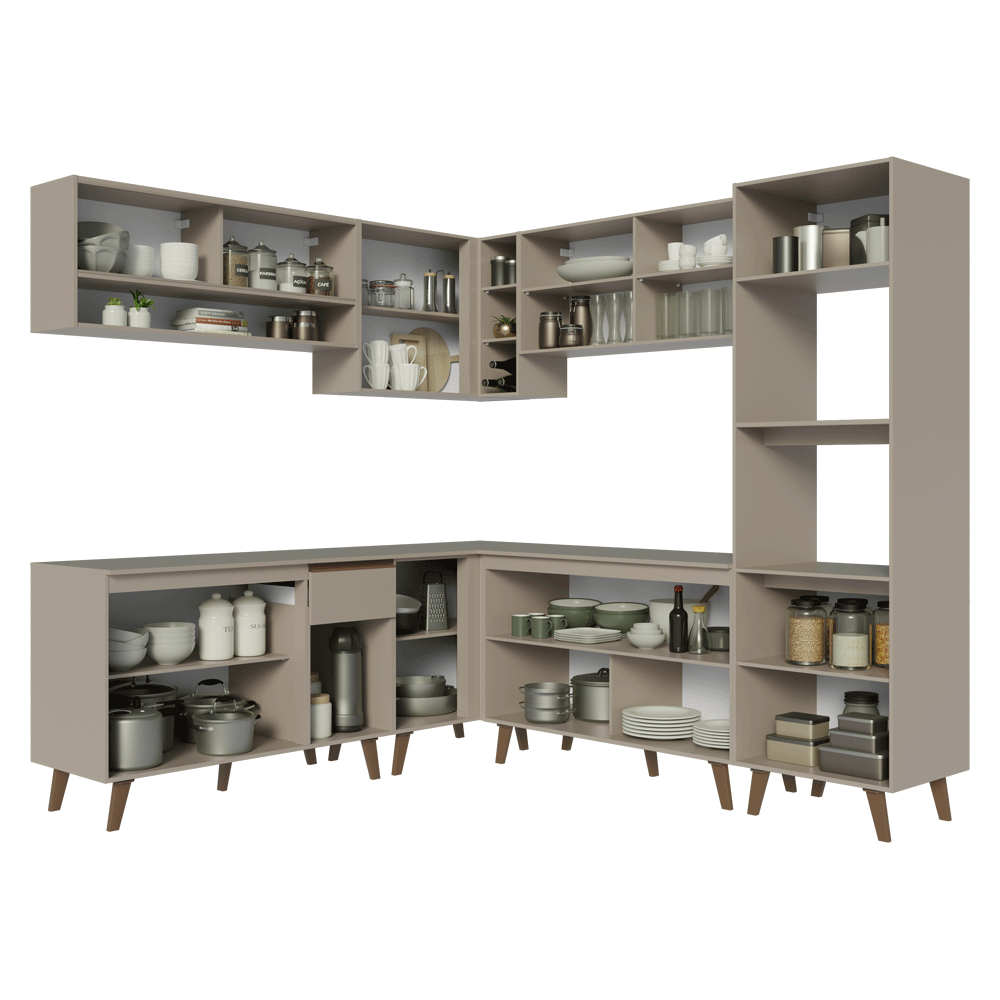 Combo completo de Cocina Esquinera 445 cm Crema Nice 02