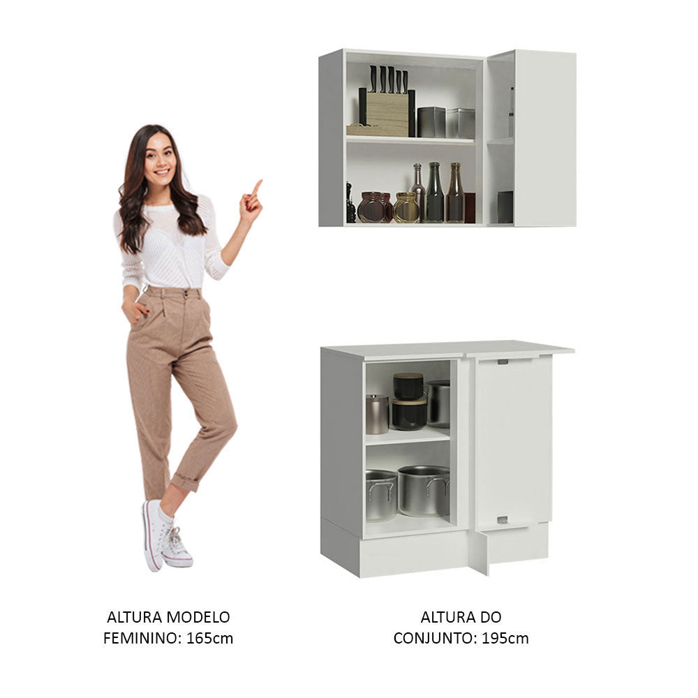 Combo de rincón Madesa Smart 100% MDF 2 Puertas y Nicho Puertas Blanco Brillante