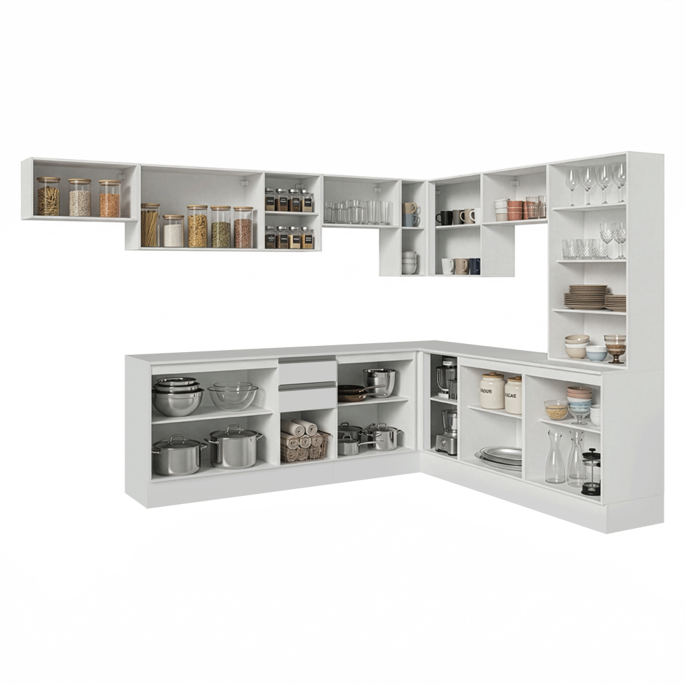Combo completo de Cocina Esquinero 507 cm Blanco Smart 100% MDF Madesa 01