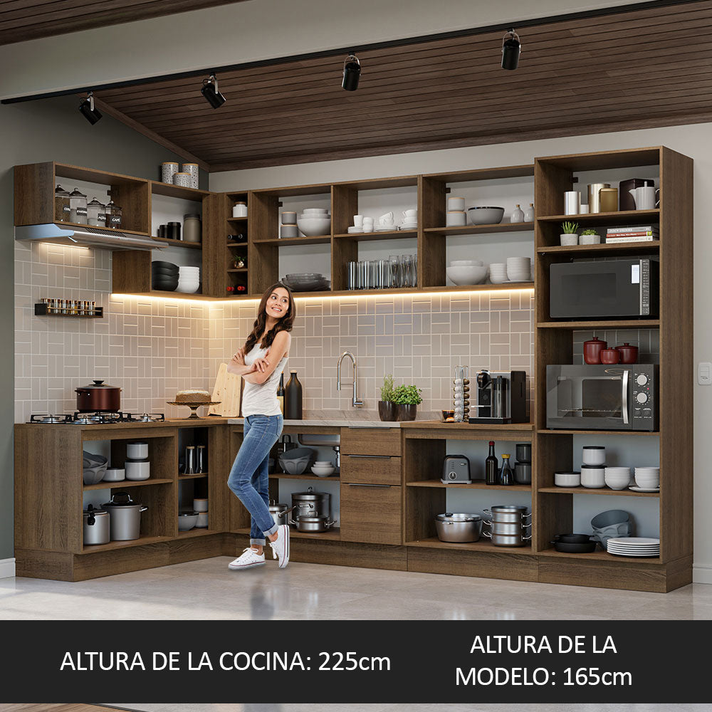 Combo Completo de Cocina Esquinera 499 cm Marrón Stella Madesa 01