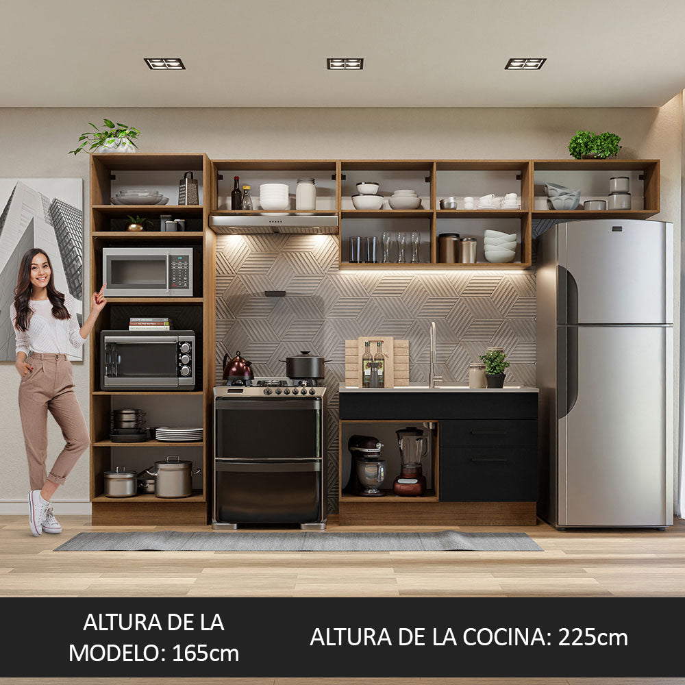 Combo Completo de Cocina 350 cm Marrón/Negro Agata Madesa 01