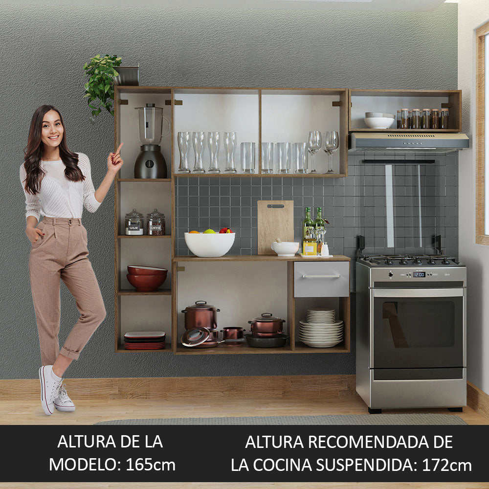 Cocina Compacta 180cm Marrón/Griz Easy Madesa