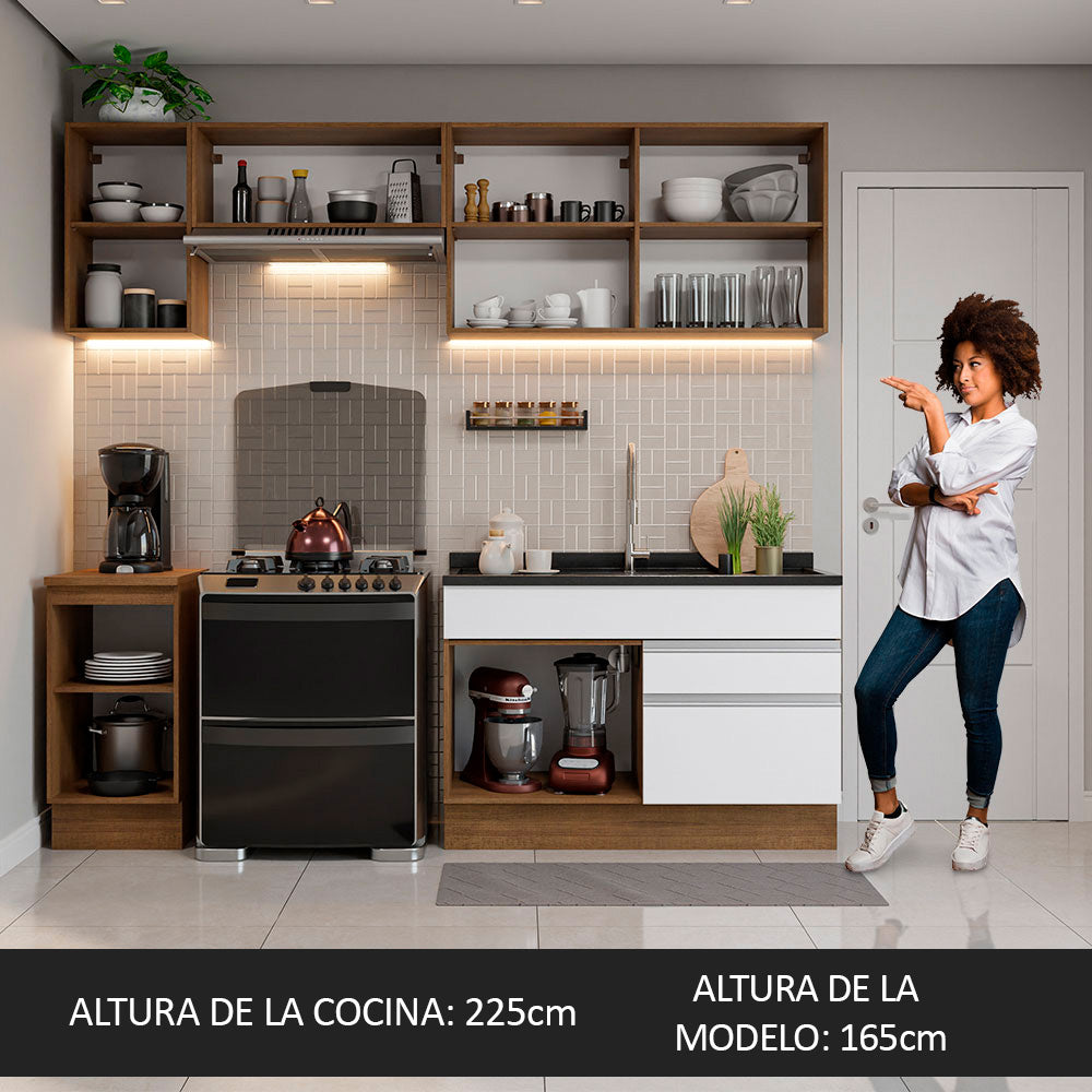 Combo Completo de Cocina 240 cm Marrón/Blanco Glamy Madesa 07