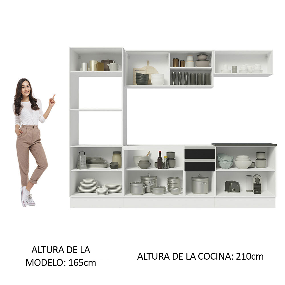 Combo Completo de Cocina 100% MDF 270 cm Blanco/Negro Acordes Madesa 07