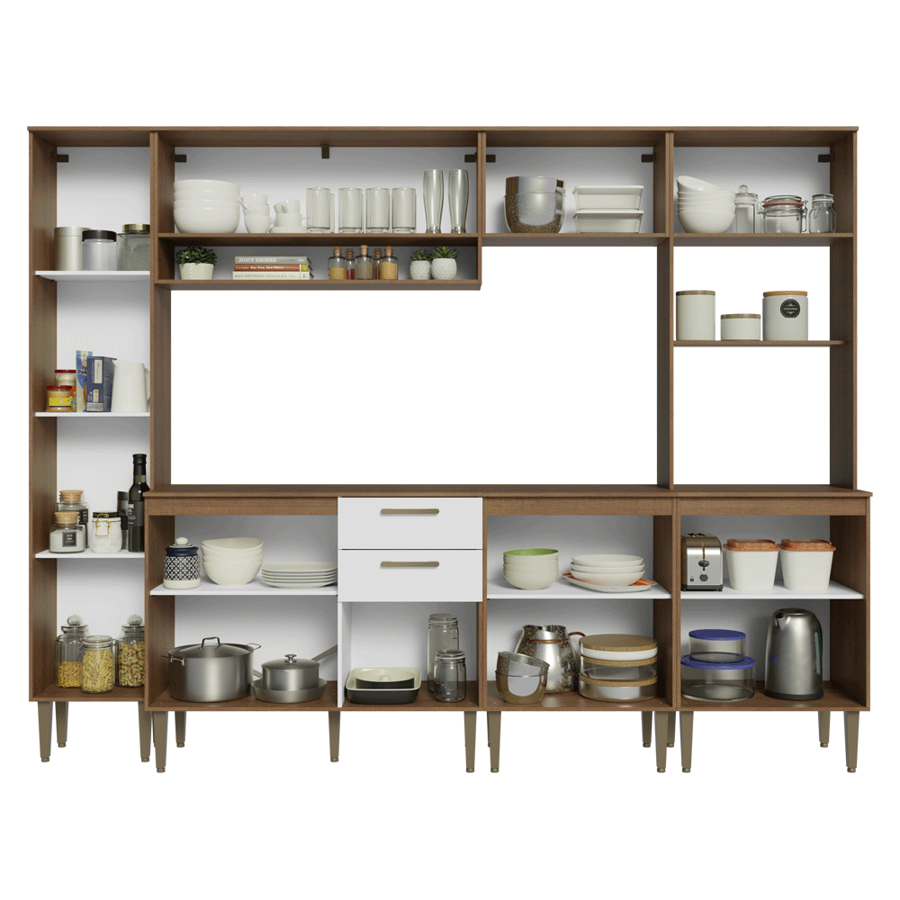 Combo completo de Cocina 265 cm Marrón/Blanco Lille Madesa 01