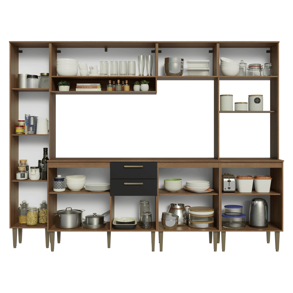 Combo completo de Cocina 265 cm Marrón/Negro Lille Madesa 01