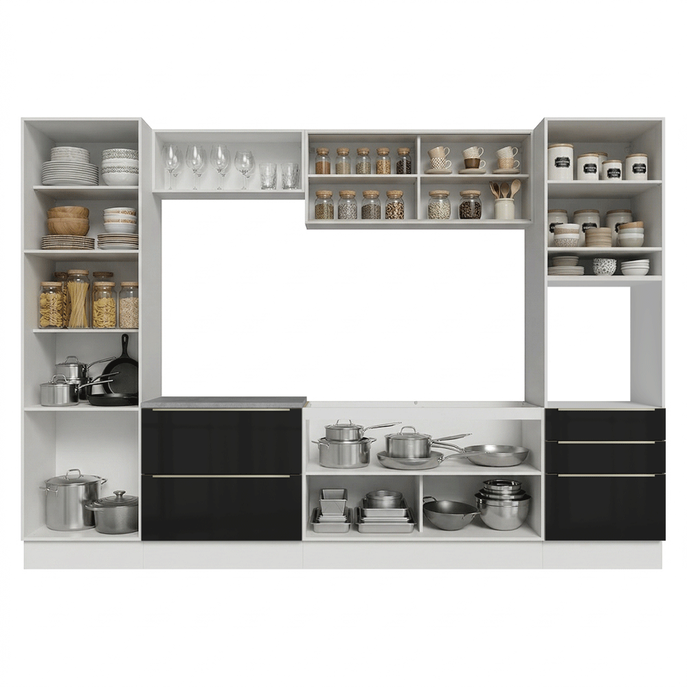 Combo completo de Cocina 320 cm Blanco/Negro Lux Madesa 08