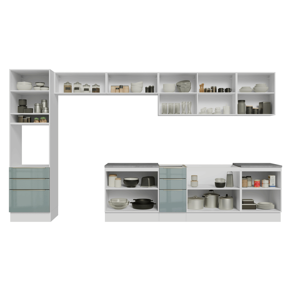 Combo completo de Cocina 400 cm Blanco/Gris Lux Madesa 02