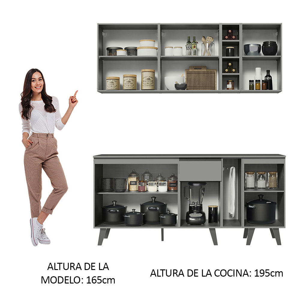 Combo Completo de Cocina 180 cm Gris Nice Madesa 01