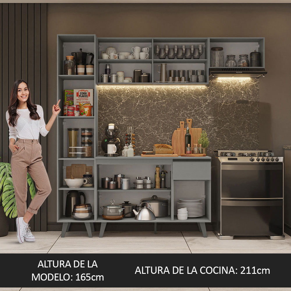 Combo Completo de Cocina 220 cm Gris Nice Madesa 01