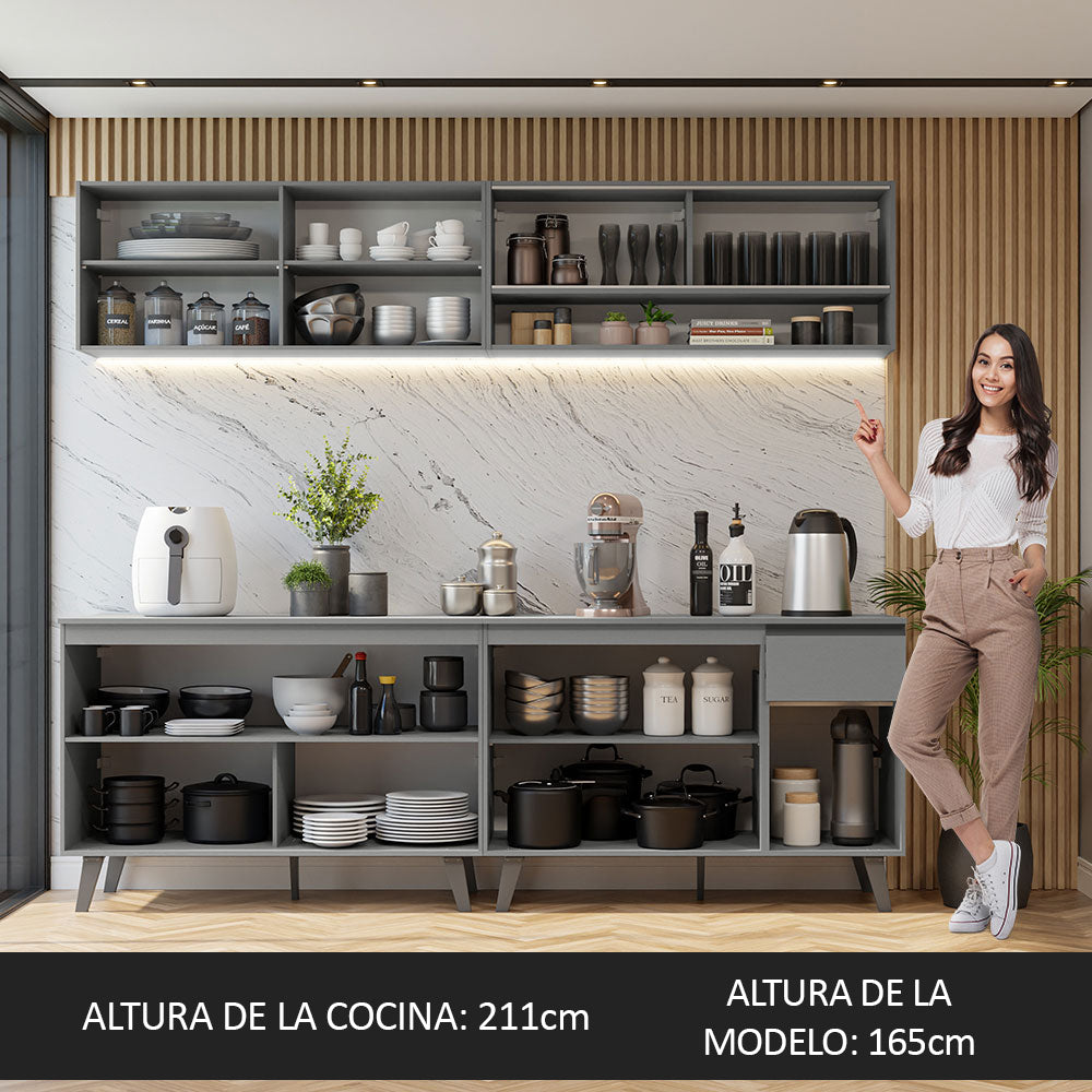 Combo Completo de Cocina 240 cm Gris Nice Madesa 03