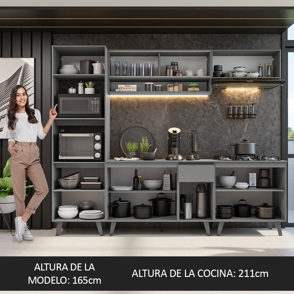 Combo Completo de Cocina 260 cm Gris Nice Madesa 01