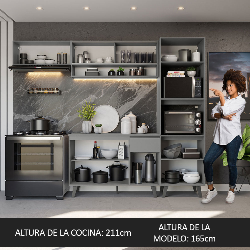 Combo Completo de Cocina 260 cm Gris Nice Madesa 04