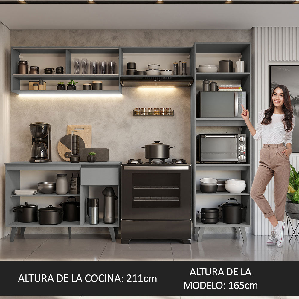 Combo Completo de Cocina 260 cm Gris Nice Madesa 09