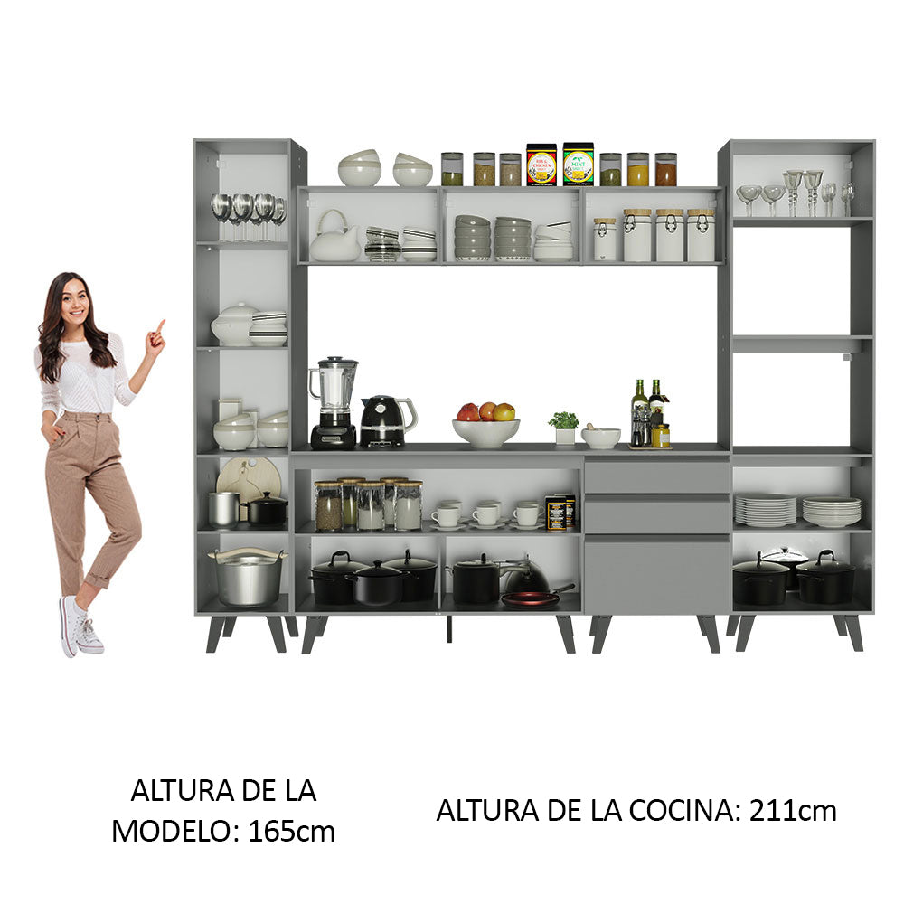 Combo Completo de Cocina 280 cm Gris Nice Madesa 01