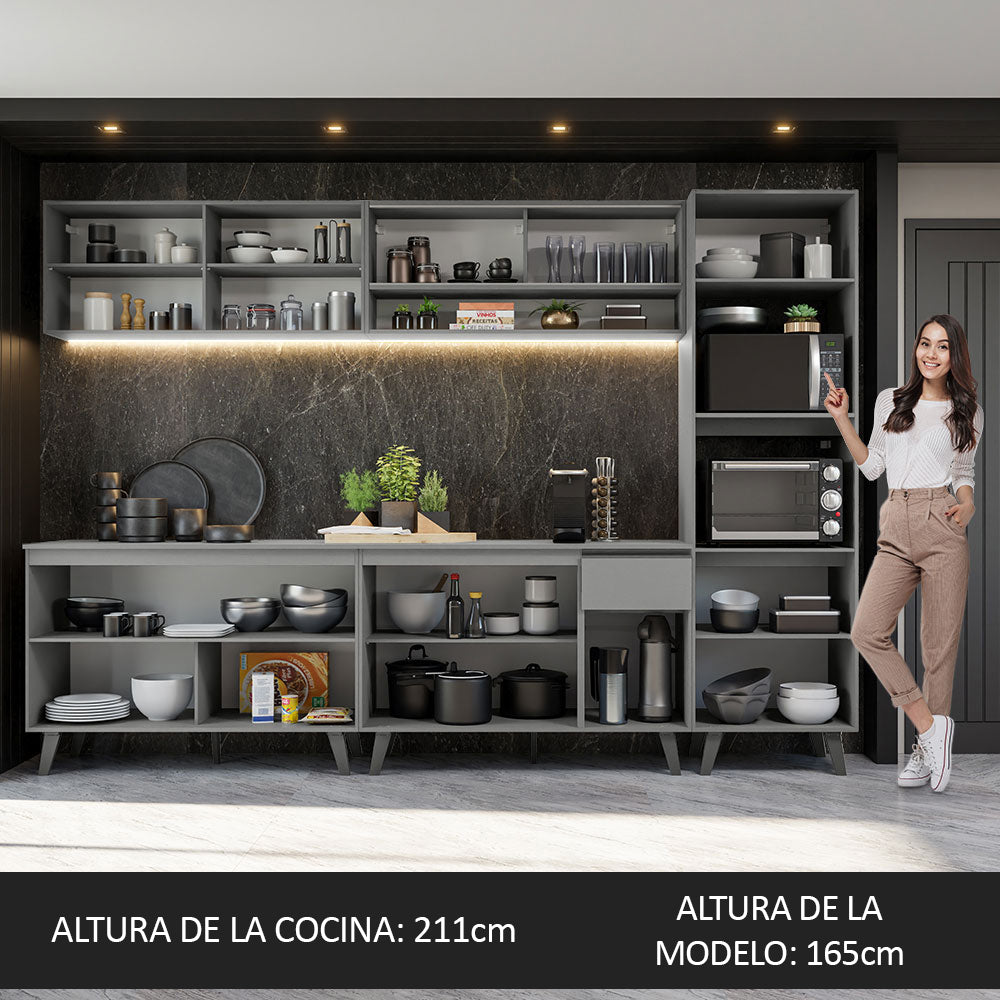 Combo Completo de Cocina 300 cm Gris Nice Madesa 01