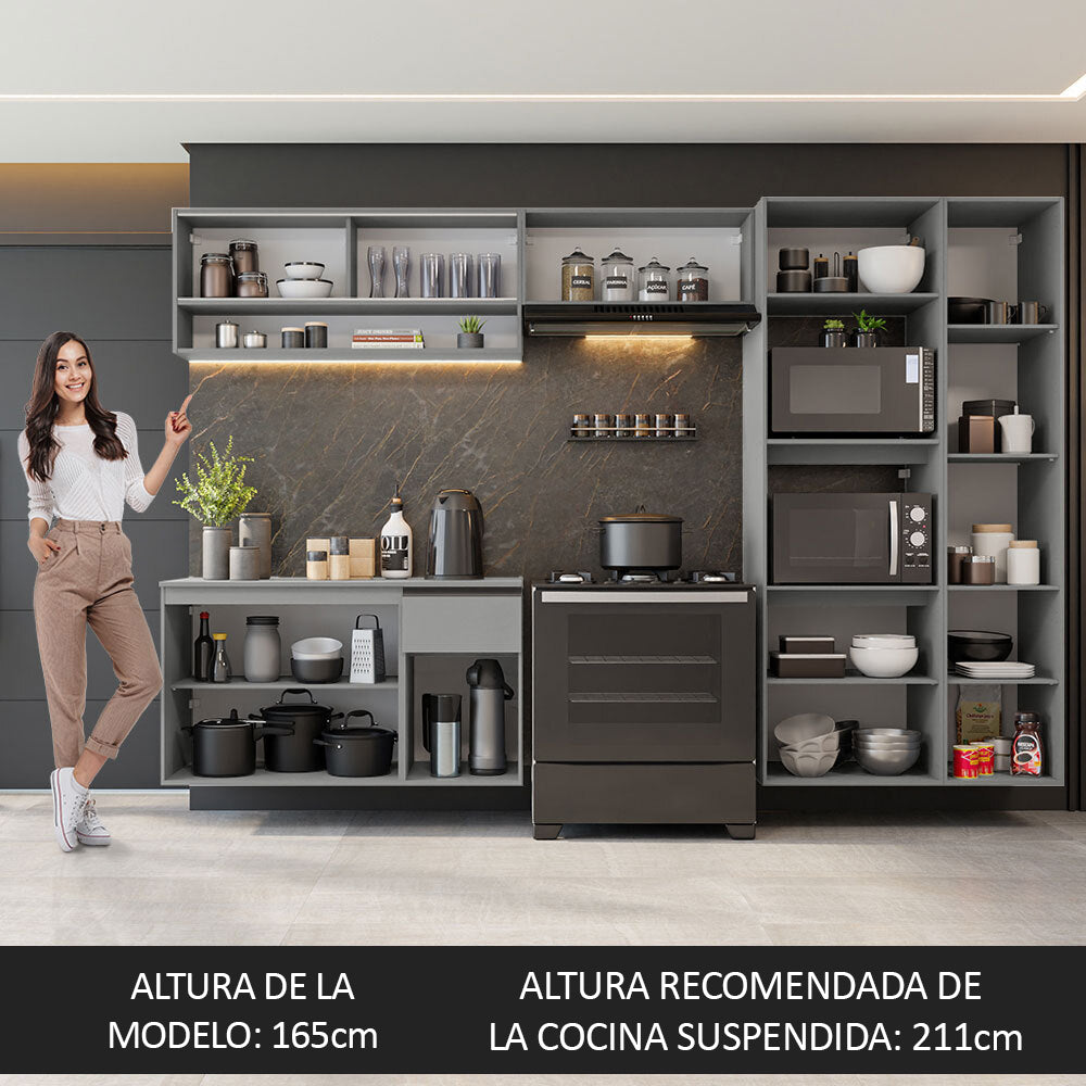 Combo Completo de Cocina Flotante 300 cm Gris Nice Madesa 07