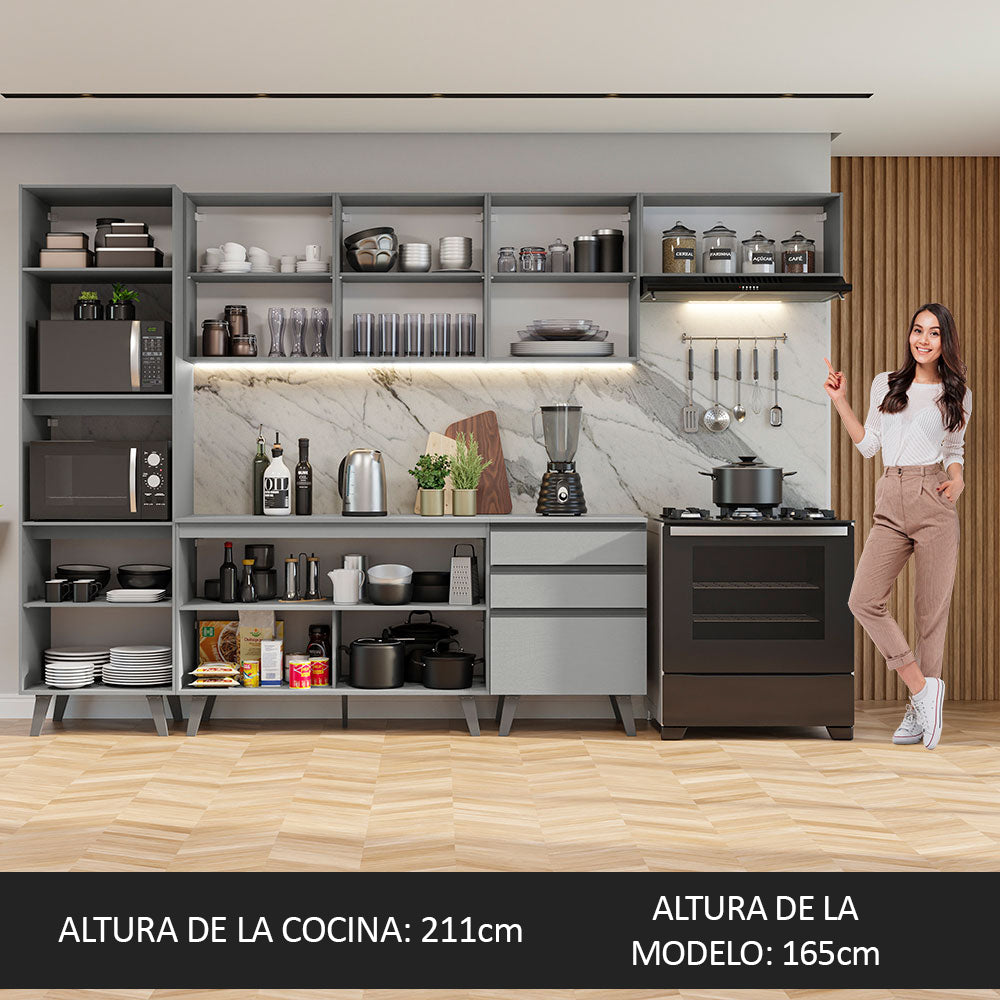 Combo Completo de Cocina 320 cm Gris Nice Madesa 08