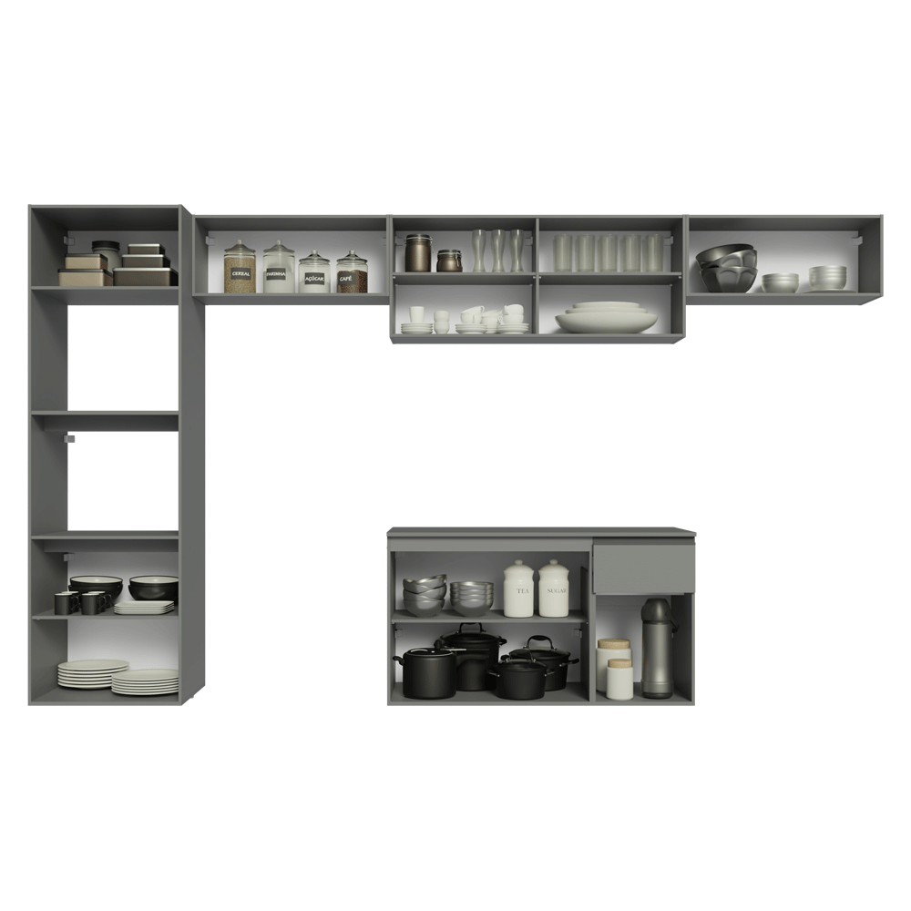 Combo completo de Cocina 340 cm, Flotante Gris Nice 02