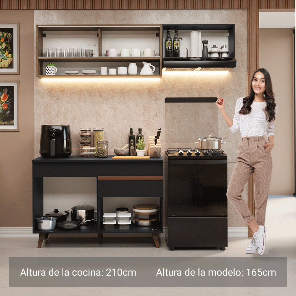 Combo de Cocina Madesa Reims 190cm NM 06