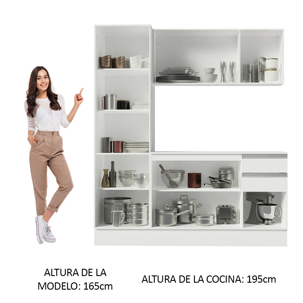 Cocina Compacta 100% MDF 170 cm Blanco Smart Madesa 01