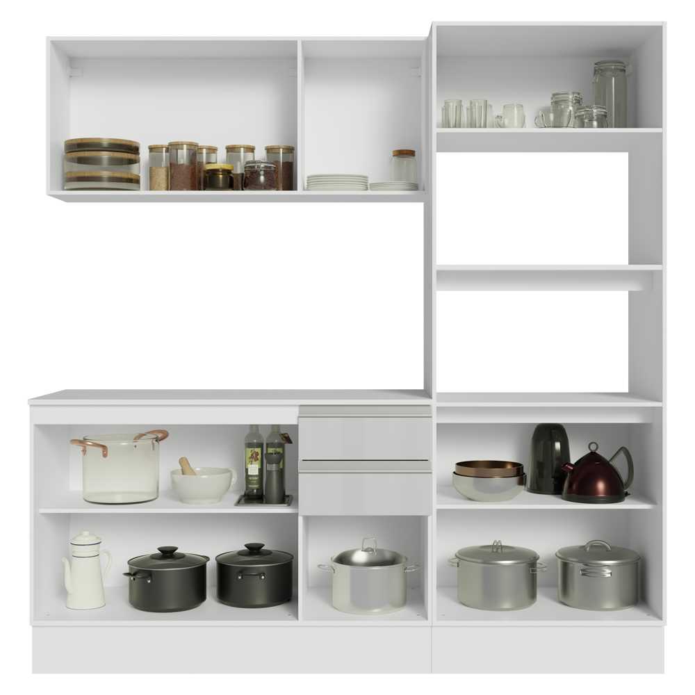 Combo completo de Cocina 100% MDF 190cm Smart Blanco Brillante Madesa 01