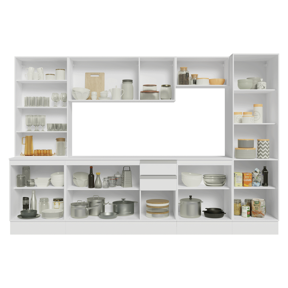 Combo de Cocina 290 cm Smart 100% MDF Blanco 01