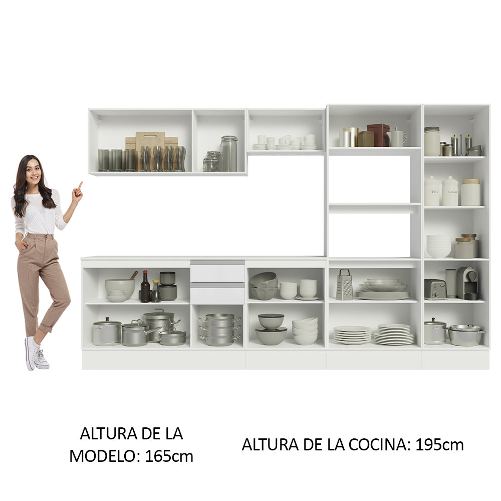 Combo Completo de Cocina 100% MDF 300 cm Blanco Smart Madesa 02