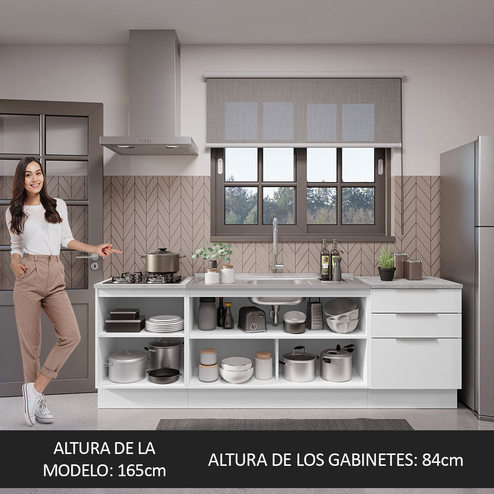 Cocina Compacta 240 cm Blanco Stella Madesa 01