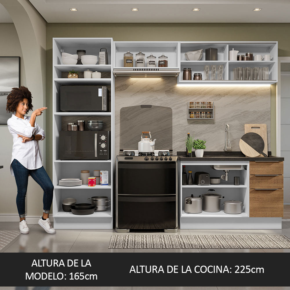 Combo completo de Cocina 270cm Blanco/Marrón Stella Madesa 06