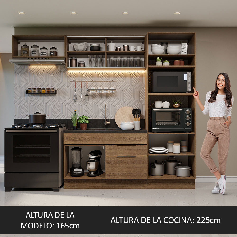 Combo Completo de Cocina 270 cm Marrón Stella Madesa 08