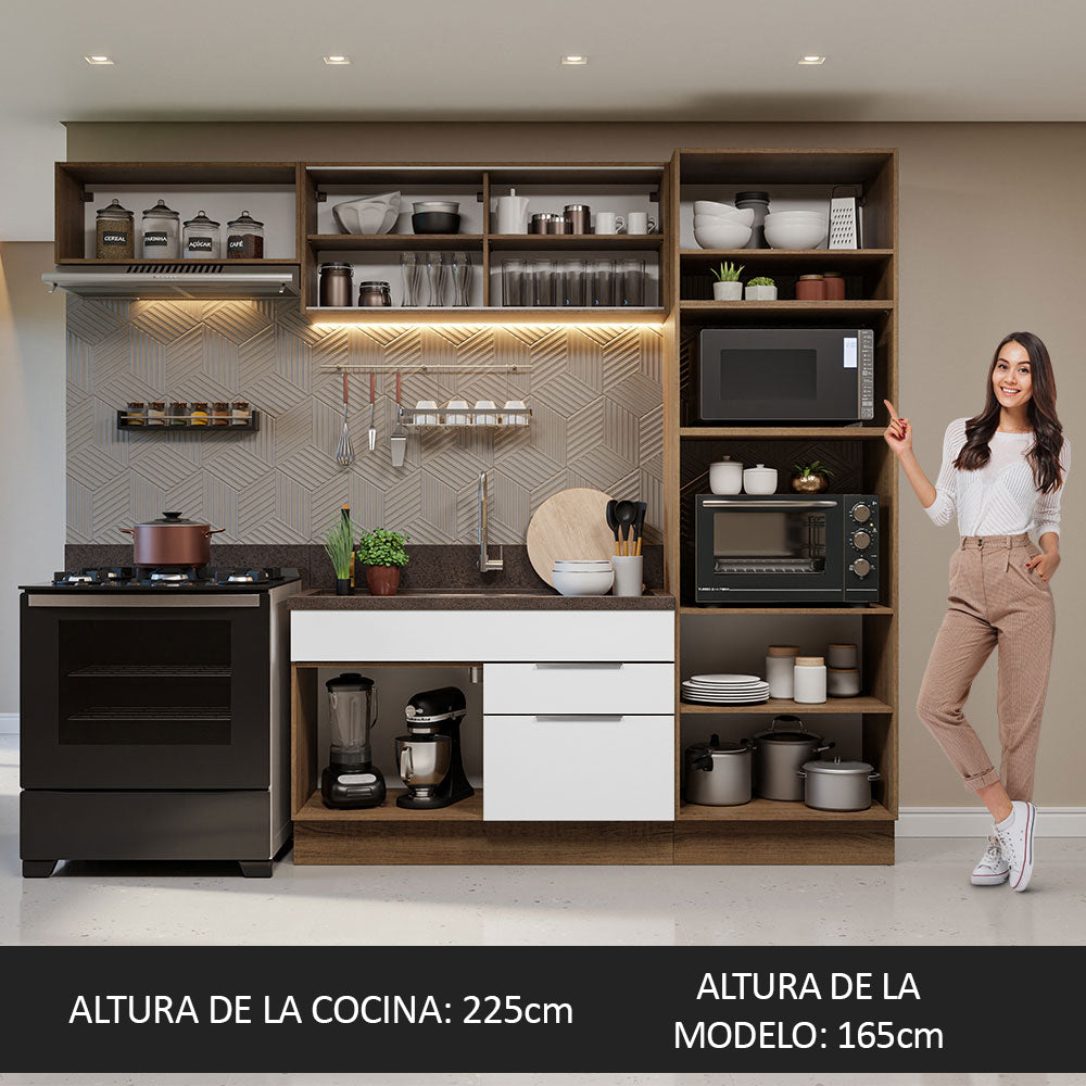 Combo Completo de Cocina 270 cm Marrón/Blanco Stella Madesa 08