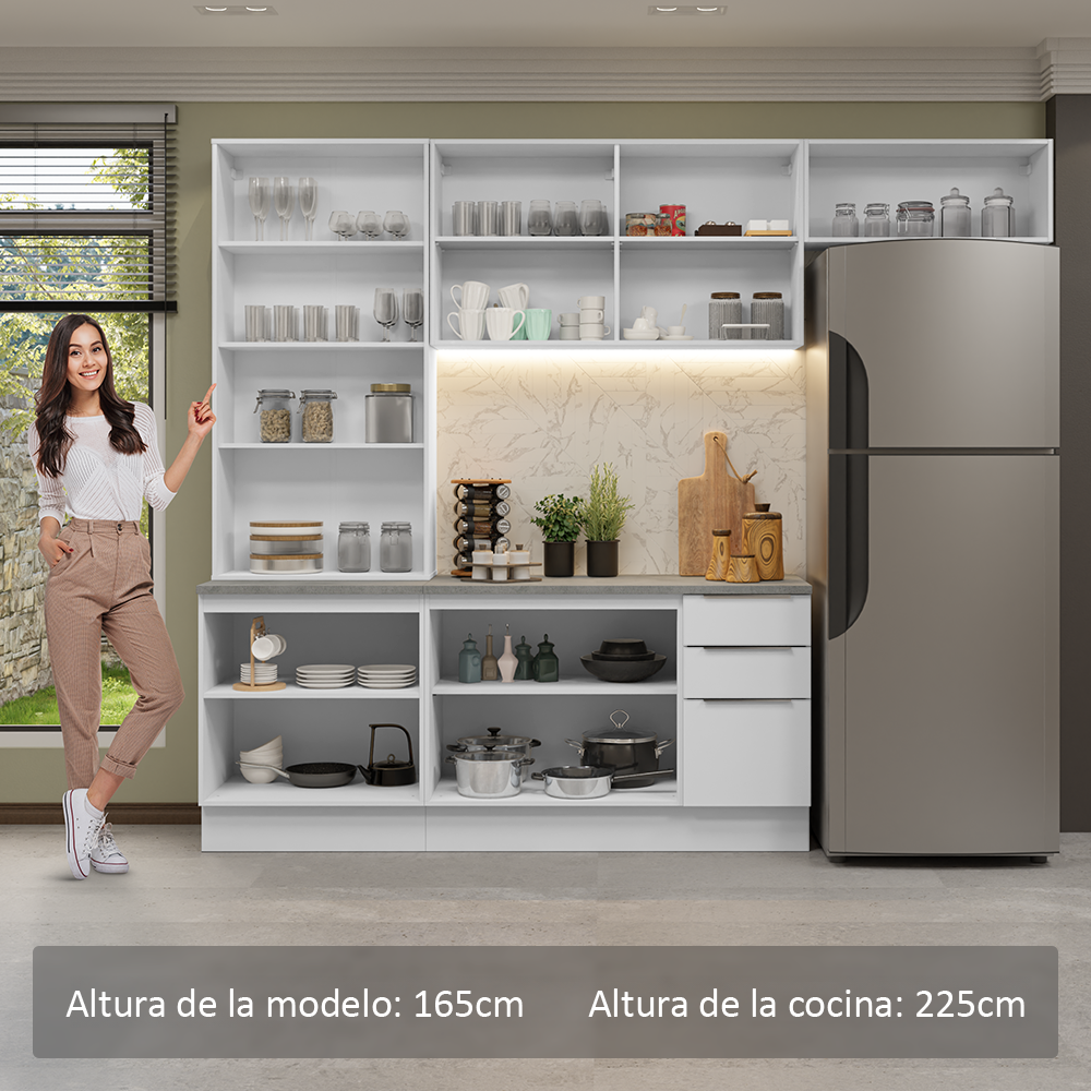 Combo completo de Cocina con Cristalero 270 cm Madesa Stella BB 11