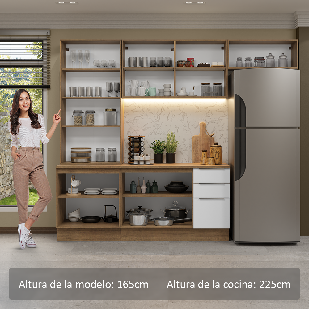Combo completo de Cocina con Cristalero 270 cm Madesa Stella MB 11