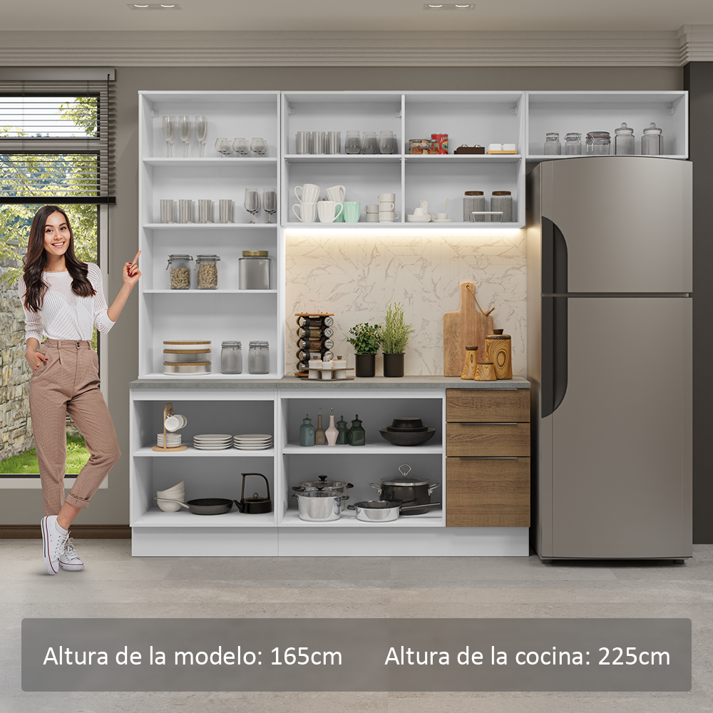 Combo completo de Cocina con Cristalero 270 cm Madesa Stella BM 01
